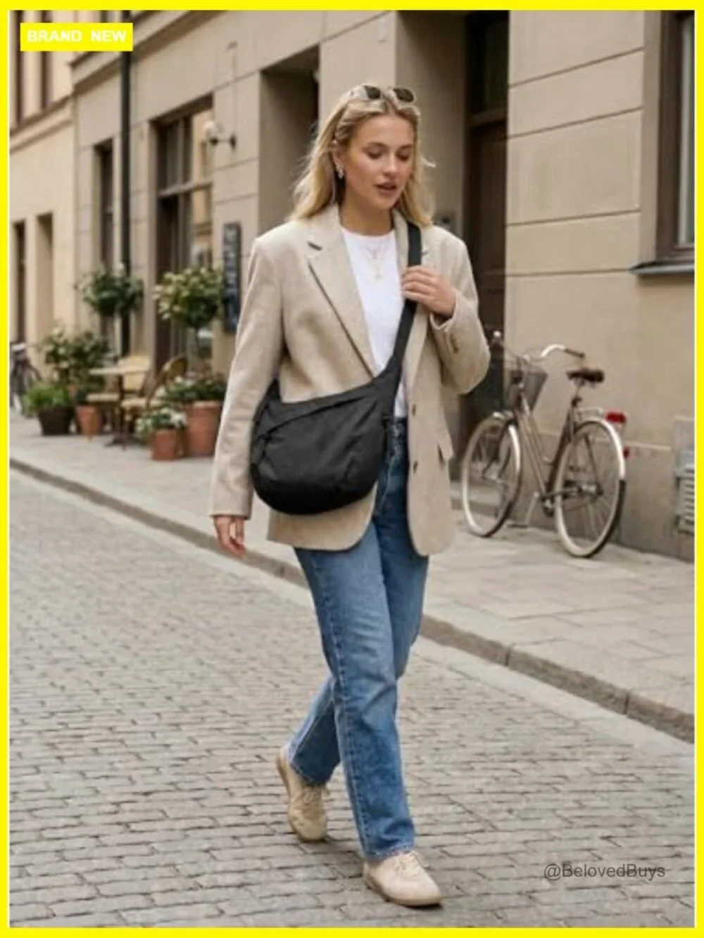 Canvas Hobo Tote Bag Crossbody with Zipper Pockets Large Capacity Work Travel